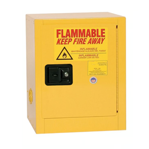 Item #1904 - Yellow 4 Gallon Fire Cabinet, Manual Close