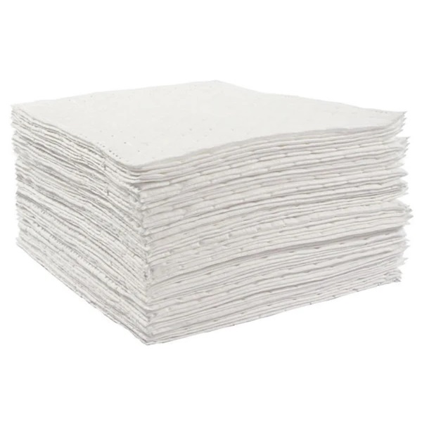 Item #13100 - White Oil Only Recycled Absorbent Pads, 15″ x 18″, Heavy Weight