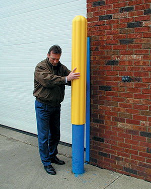 Item #1738 - Yellow Fluted Bollard Post Sleeve, 56" x 8" Round