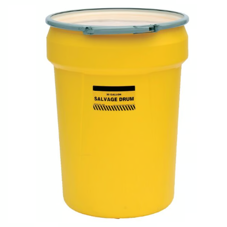 Item #1602 - Yellow 30 Gallon Salvage Poly Drum with Metal Lever-Lock