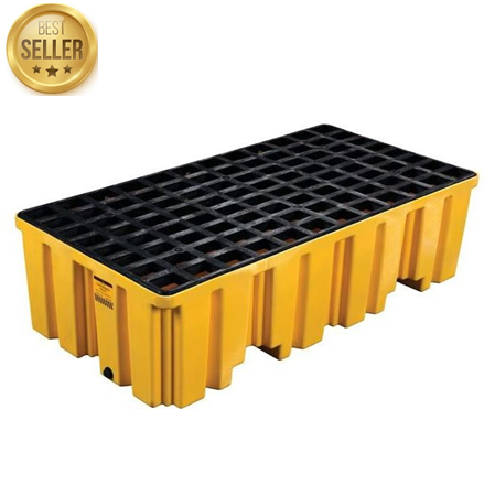 Item #1620 - Yellow 2 Drum Plastic Pallet With Drain