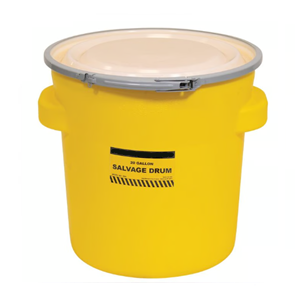 Item #1654 - Yellow 20 Gallon Salvage Poly Drum with Metal Lever-Lock
