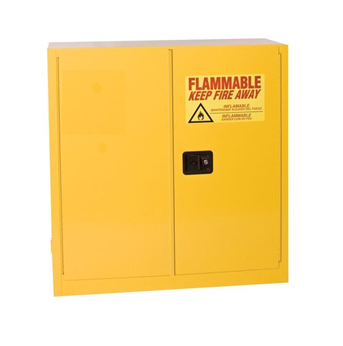 Item #1932 - Yellow 30 Gallon Fire Cabinet, Manual Close