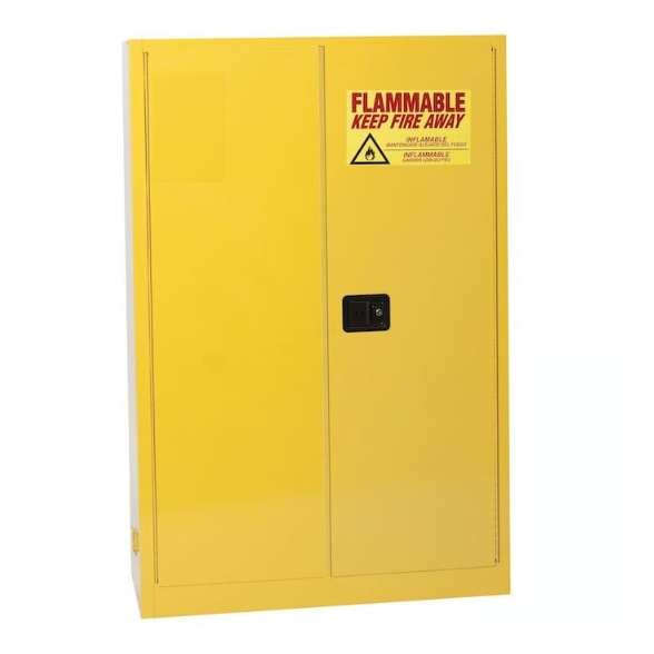 Item #4510 - Yellow 45 Gallon Fire Cabinet, Self Close