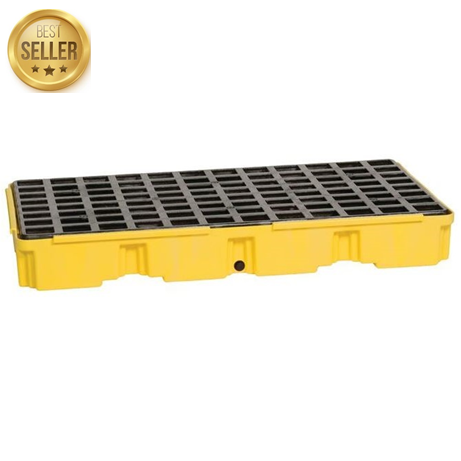 Item #1632D - Yellow 2 Drum Modular Spill Containment Platform with Drain