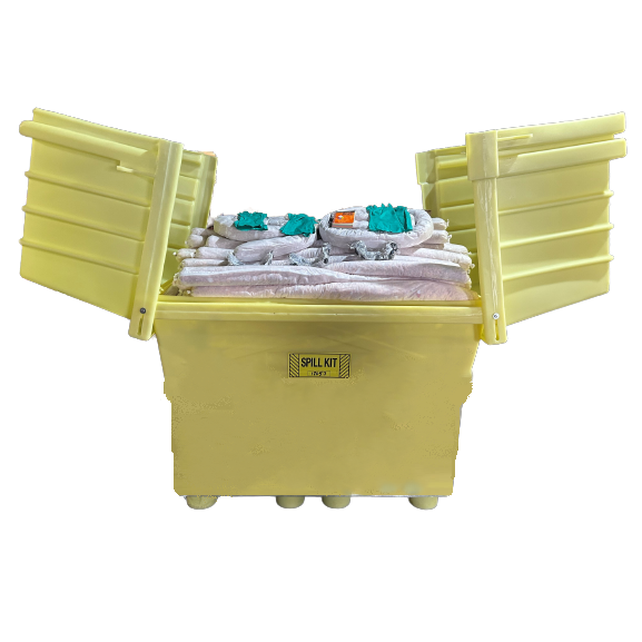 Item #18053 - Oil Only 1000L Super Tote Spill Kit with Gull Wing Lid and Wheel Base